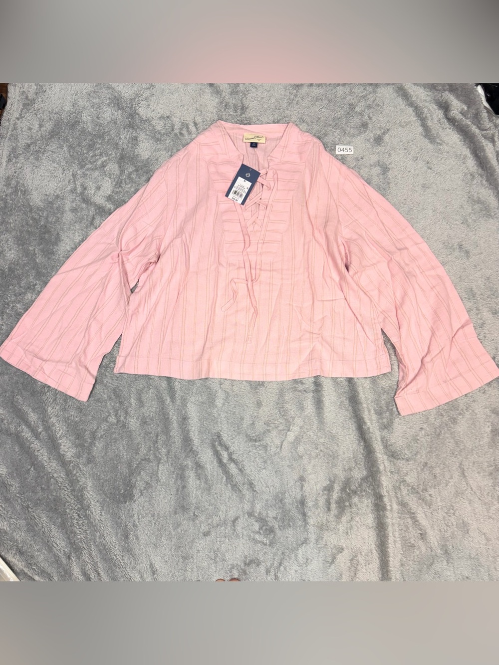 Universal Thread Pink Ruffled Lace-Up Peasant Blouse